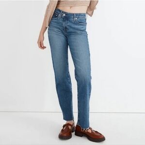 Madewell Mid Rise Crossover Distressed Perfect Vintage Straight Jeans